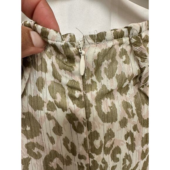 WALTER BAKER  Faber Tie-Detailed Leopard-Print Metallic Georgette Dress Sz 8 - Picture 14 of 16